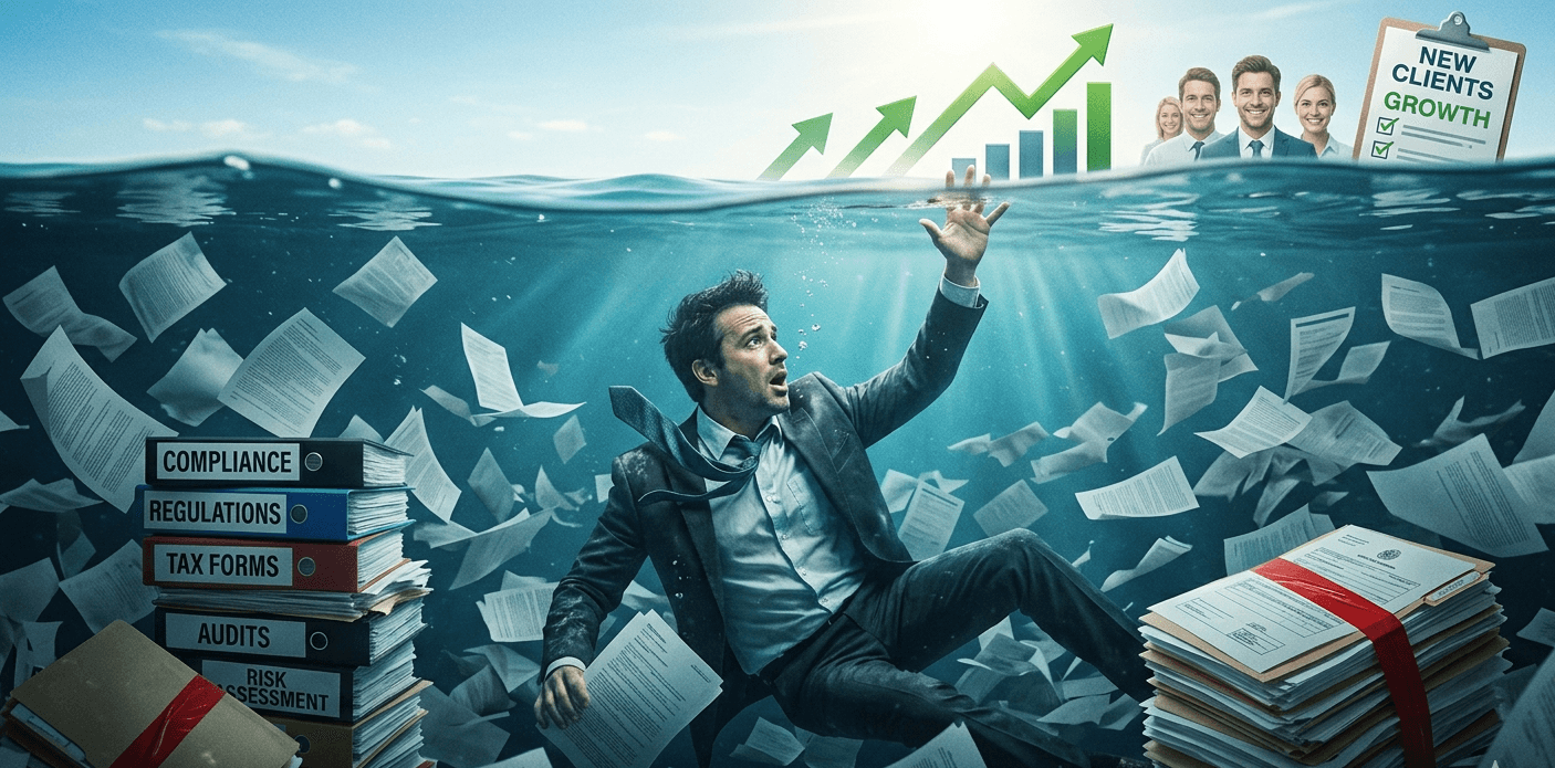 Cover image for the article "You Can’t Grow Your Client Roster If You’re Drowning in Compliance Work for the Accounts You Already Have"